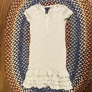 Ralph Lauren Light Grey Short Sleeve Dress with Ruffles Size XL (16) Girls